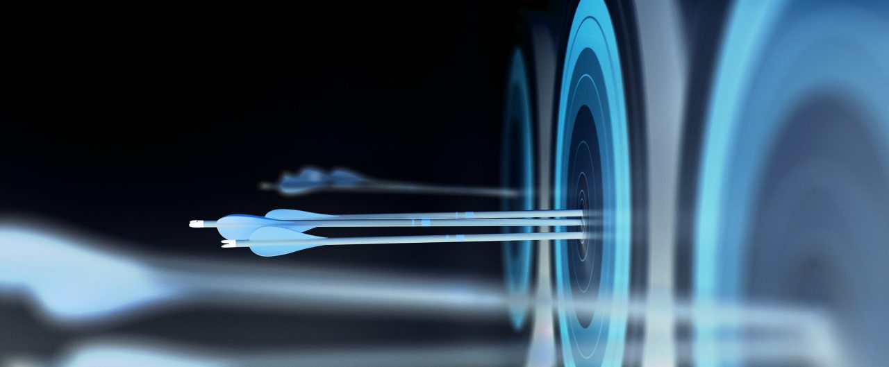 Arrows hitting an archery target