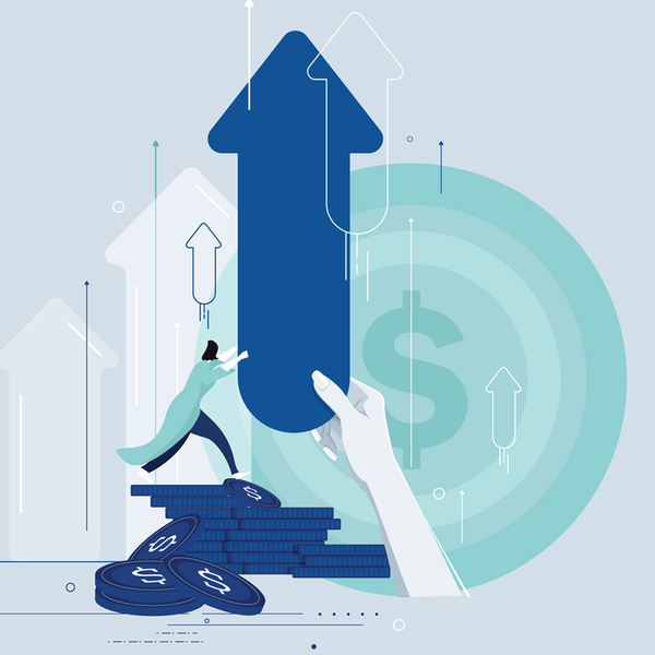 Hand holding an arrow symbol up