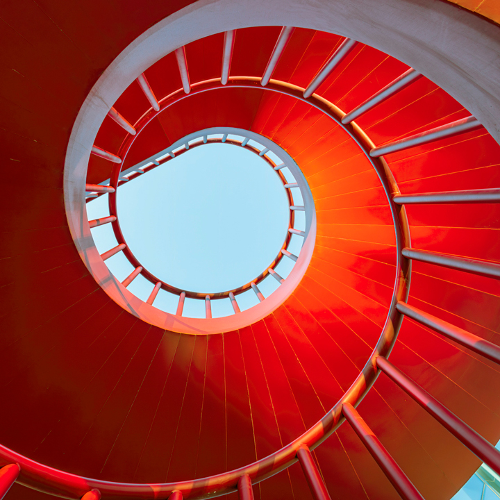 Red spiral staircase
